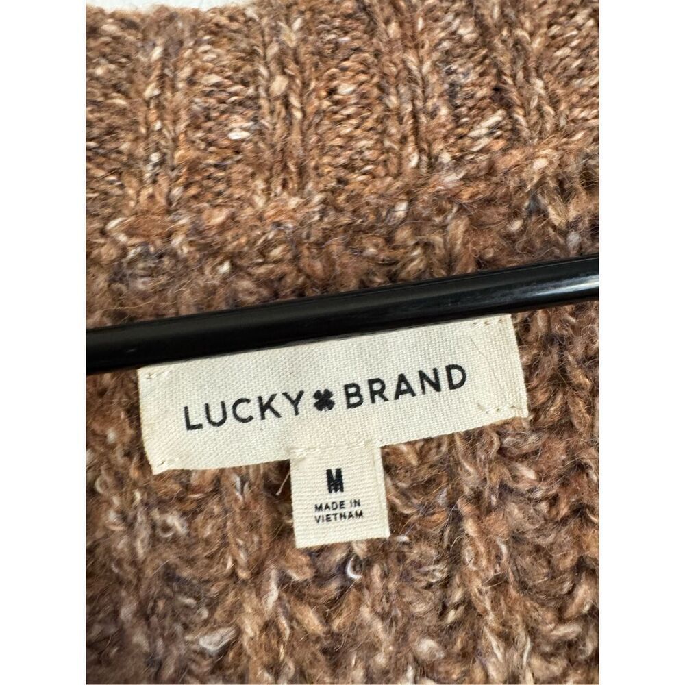 Lucky Brand chunky brown button wool shaker cardigan sz M women’s knitted cozy m - Picture 4 of 6